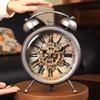 Retro Luxury Table Clocks Gear Mechanical Round Alarm Clock Living Room Silent Desktop Watch Creative Office Desk Ornament