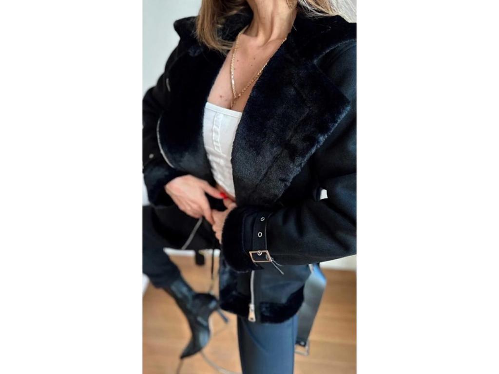 Damen-Wildledermantel mit innenliegendem Rapite-Gürteldetail