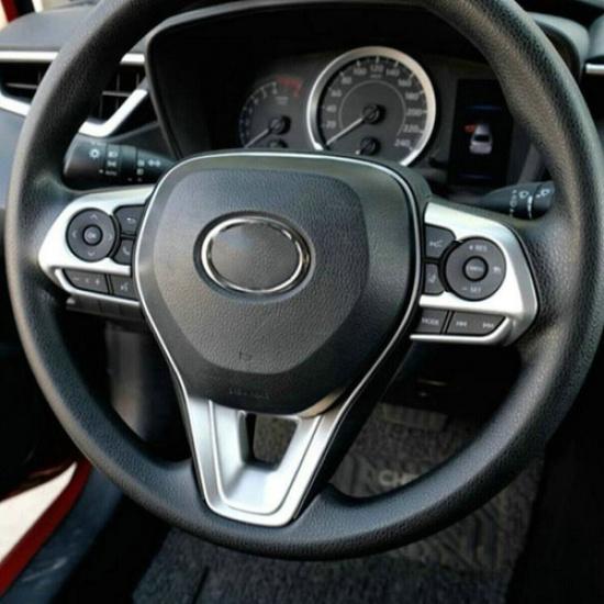 Chrome Car Steering Wheel Switch Cover Trim 3Pcs For Toyota RAV4 Corolla Cross