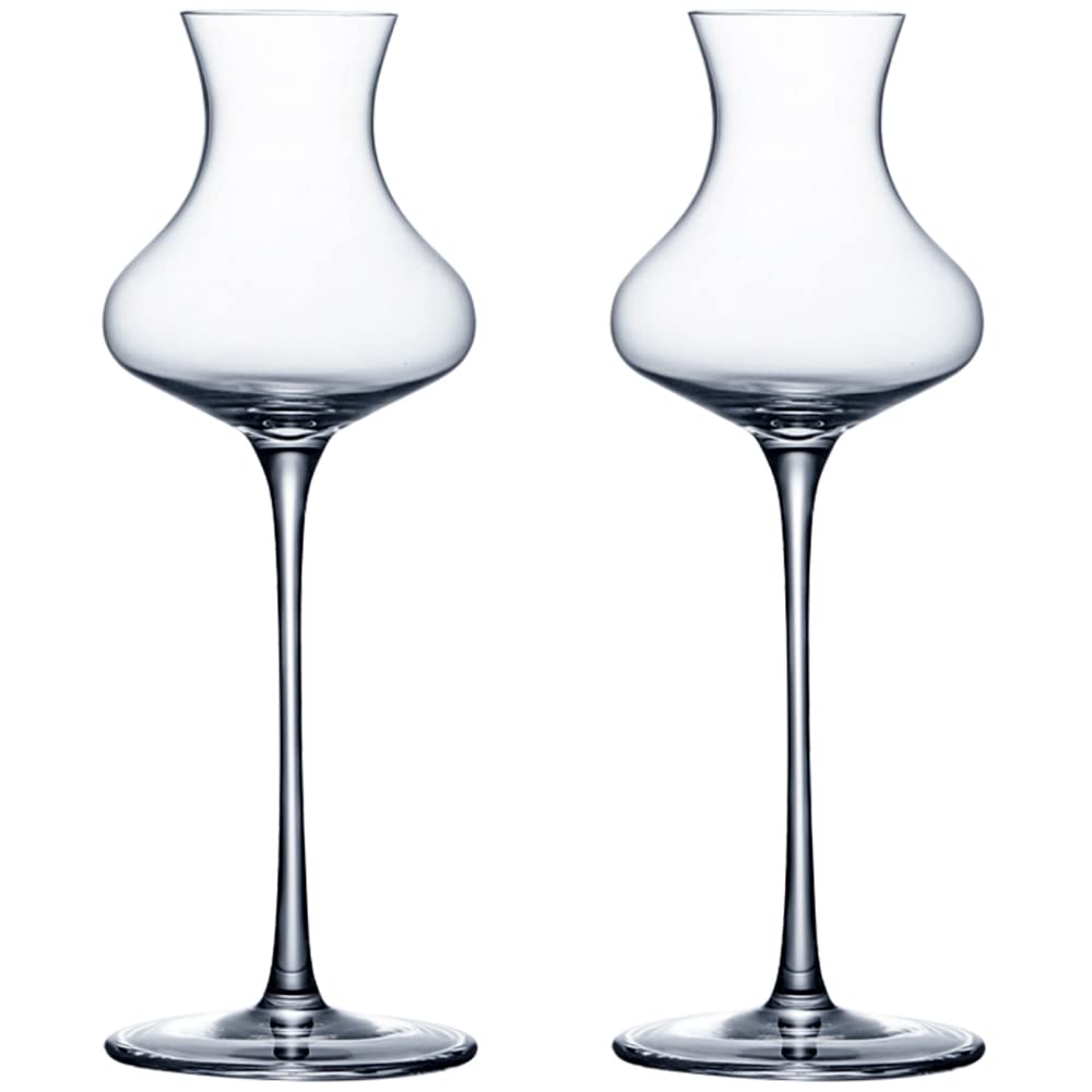 Grappa Wine Glasses, 135ml Capacity, Set of 2, Lead-Free Crystal Glass, Thin