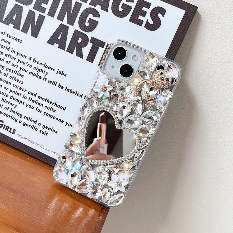 

For IPhone16 Rhinestone Phone Case for Apple 15Promax Female 14 Mirror XR Light Luxury Style 8 Bear SE3 For iPhone 7/8/SE 2020