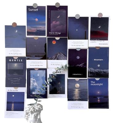Donalee Stylish and Cute Postcard Set of 15, Postcard Size, Scandinavian, Korean, and International Designs, Interior Decor, Mini Posters (Moon1)