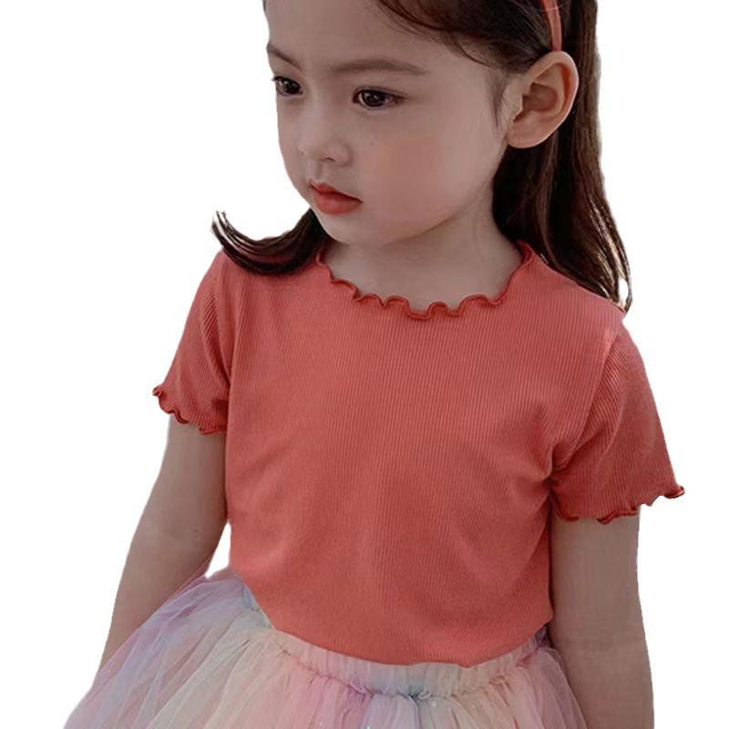 Girls Casual Short-sleeved T-shirt Summer Striped Top for Kids
