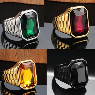 Heren Vierkante Titanium Ring Minimalistisch Geometrisch Edelsteen Sieraden Trendy Punk Roestvrijstalen Band voor Mannen Mode Accessoires