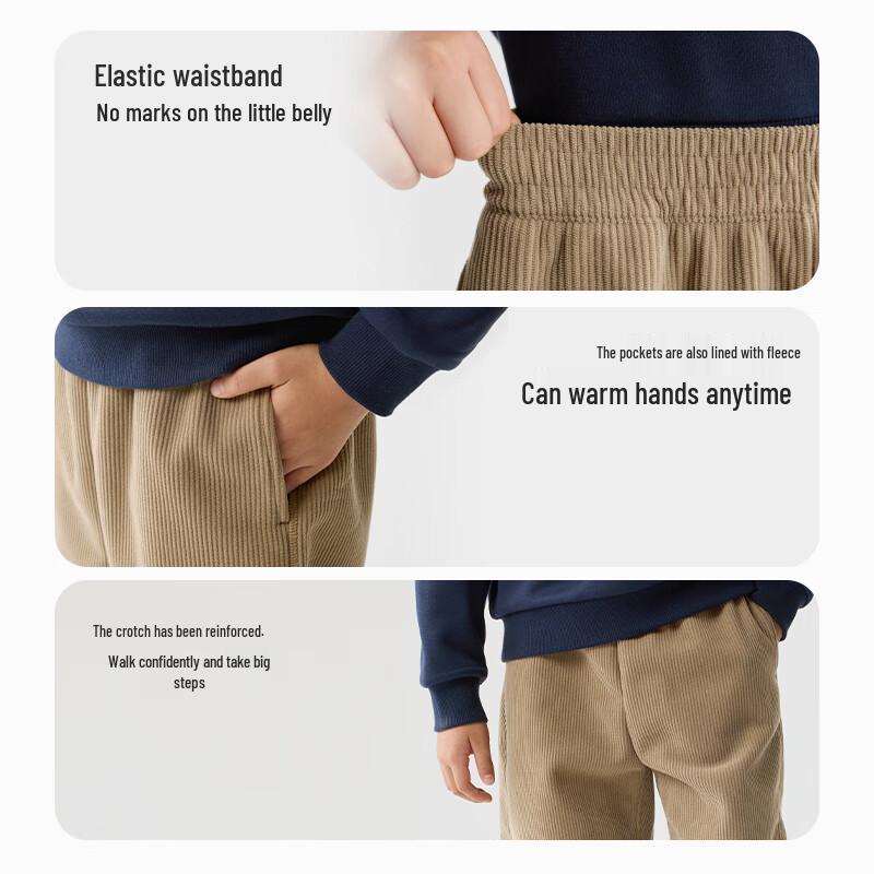 Balabala Boys' Fleece-Lined Casual Pants