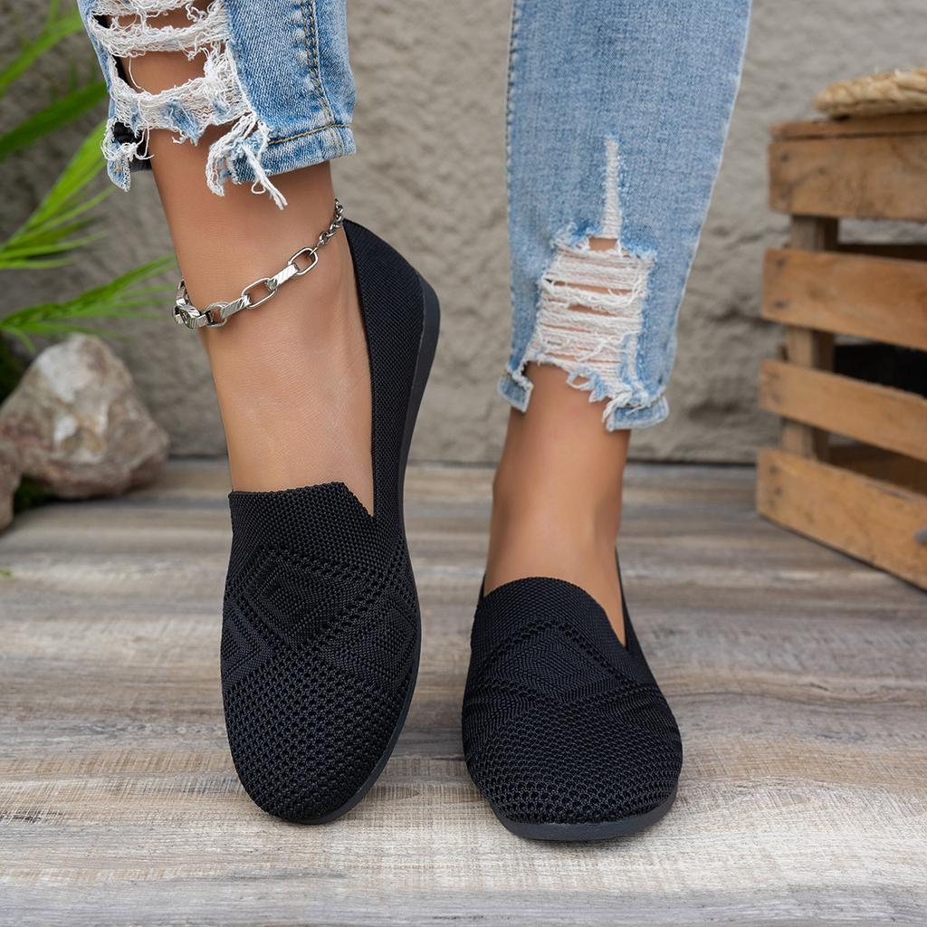 Nuevos Zapatos Casuales de Mujer de Cabeza Redonda Talla Grande, Zapatos para Madre Suela Suave Zapatos Planos