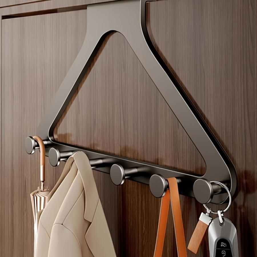 1pc Stainless Steel Over-the-Door Hook Rack - Easy Install, No Drilling Required, Strong Load Capacity, Casual Style, Perfect for Hanging Clothes