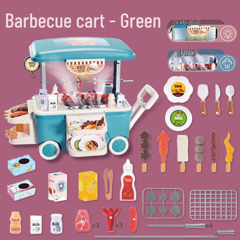 Детский игровой домик BBQ и кухонная тележка со светом и эффектом пара