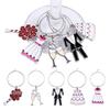 5Pcs Pack Wine Glass Decoration Circle Goblet Decorative Ring Pendant Bride Bridegroom Cup Ring Table Decor