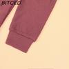 BITCED Women's Fall/Winter Polo Neck Button-Up Solid Color Long-Sleeve T-Shirt