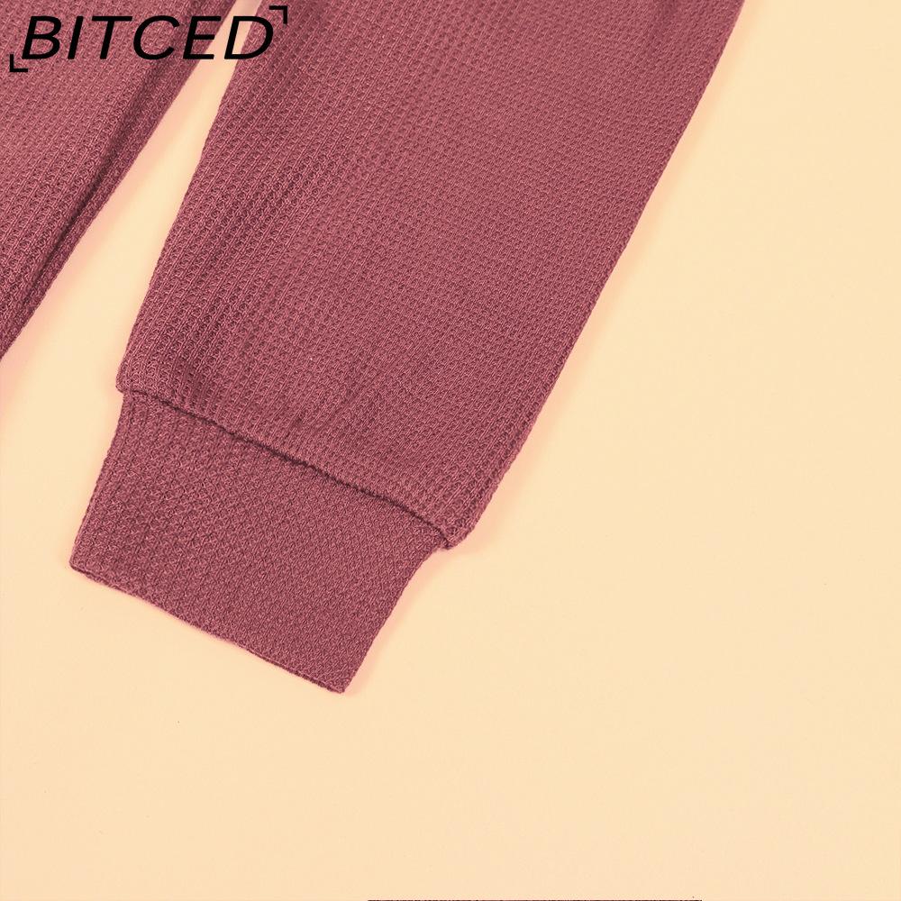BITCED Women's Fall/Winter Polo Neck Button-Up Solid Color Long-Sleeve T-Shirt