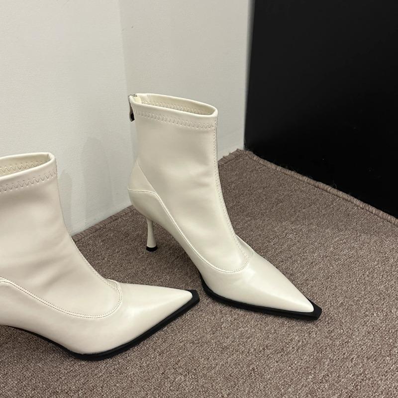 Autumn Winter Women Slim Ankle Boots Fashion Elegant Pointed Toe Shoes Thin High Heel Women's Morder Short Booties