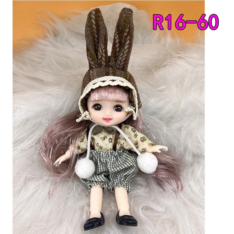 16cm 8-Point BJD Princess Doll with Denim Wedding Dress & Accessories - 6" Dress-Up OB11 Clothes, Tops, and Shorts