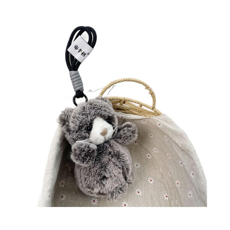 Buka Qi Beanbag Schlüsselanhänger niedlicher kleiner Waschbär Plüschanhänger Katze Anhänger Puppe Panda Taschenanhänger