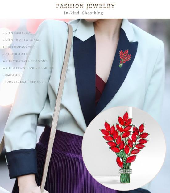 

Брошь-капля с масляным растением, универсальная брошь со стразами и ушками пшеницы, нишевые аксессуары для корсажа