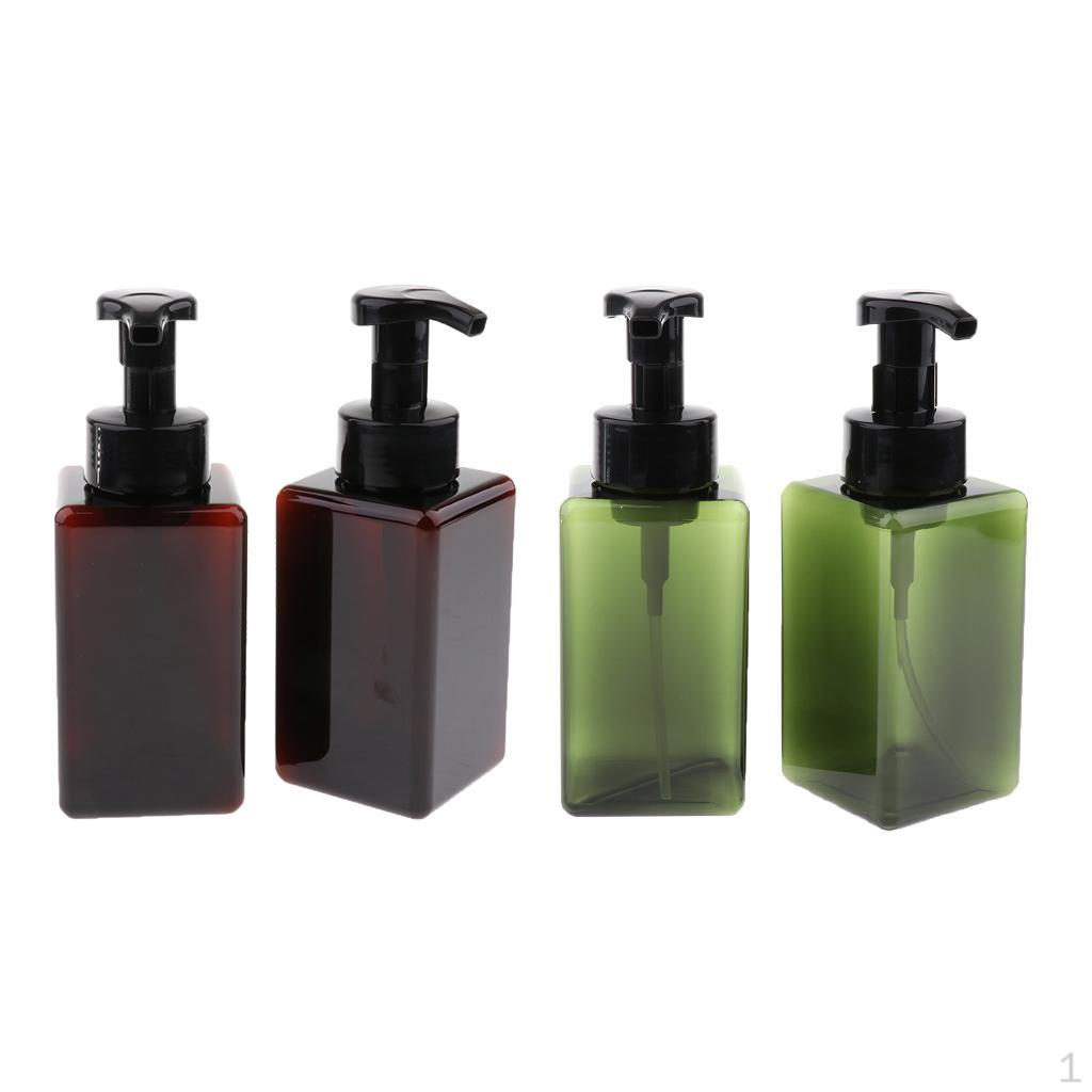 

4X Empty Plastic Square Pump Bottles Jars Foam Dispensers For Liquid Lotion