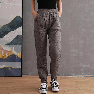 Women's High Waist Quilted Padded Pants Loose Fit Warm Winter Casual Trousers