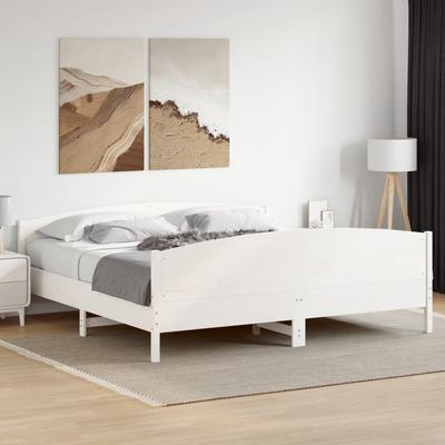 Vidaxl Bed Frame Without Mattress, White, 180X200 Cm, Solid Pine Wood