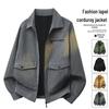 Men's Trendy Autumn Corduroy Lapel Jacket - Casual, Thin, for Middle-Aged & Young Men
