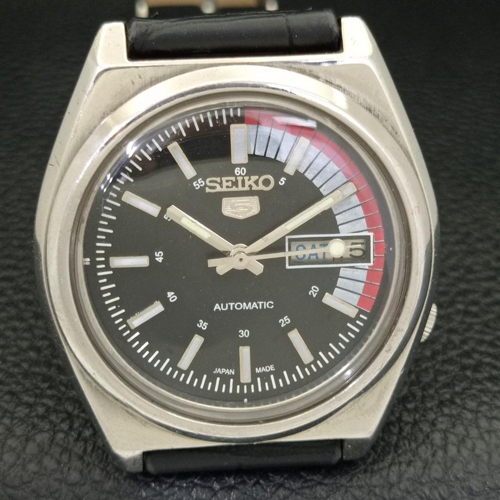 JAPAN VINTAGE SEIKO 5 AUTOMATIC 7009A MENS BLACK COLOR DIAL WATCH a500773-5 R154-a500773