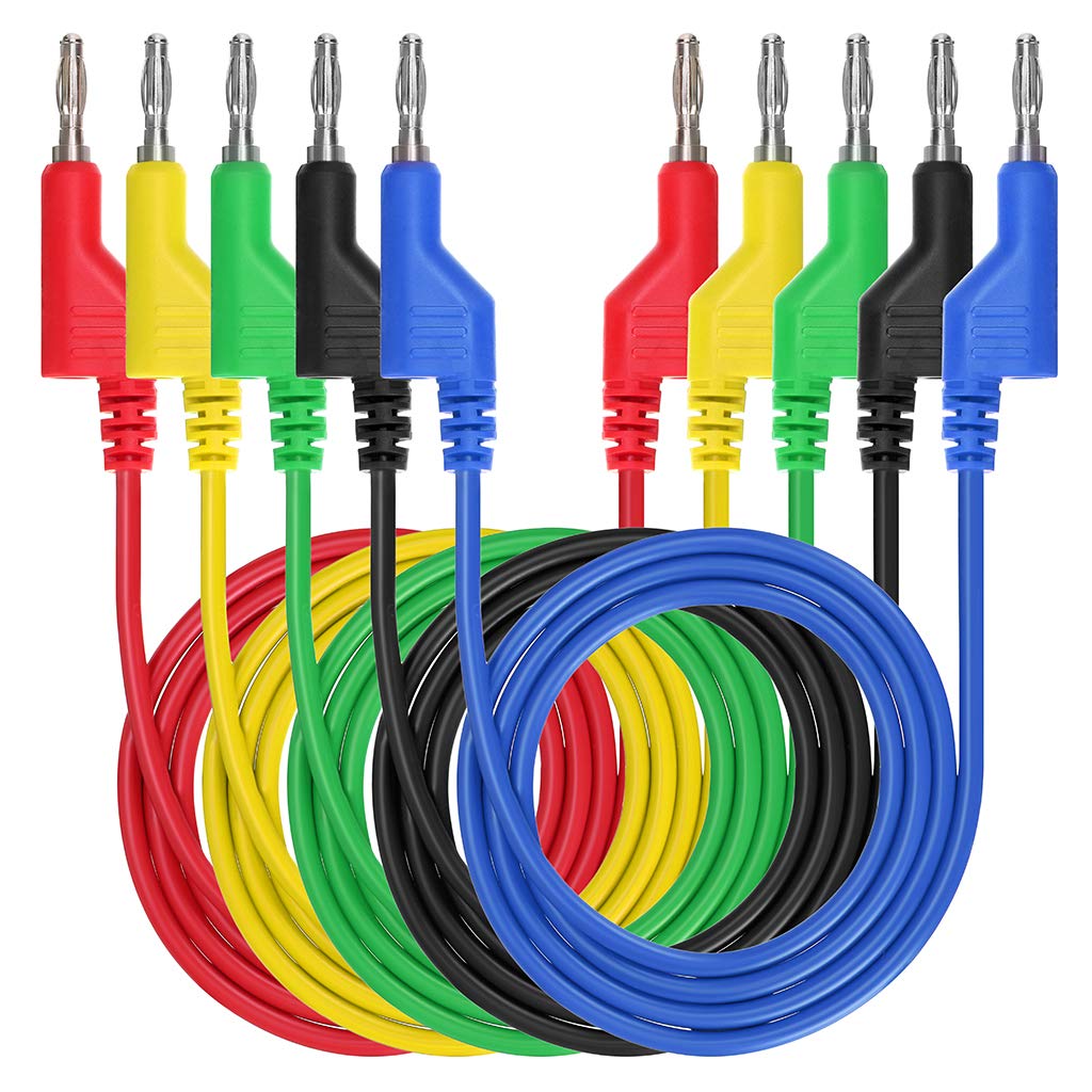 5pcs Banana to Banana Plug Test Lead Set 1m Banana Plug to Crocodile Alligator Clip Test Probe, Dual Ended Crocodile Alligator