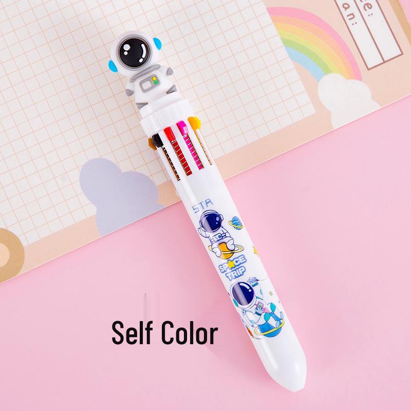 Spaceman Multicolor Ballpoint Pen – Cute Astronaut Design with 10 Press-Action Colors Perfect for Students