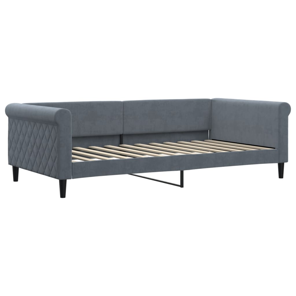 Extendable Daybed with Drawers Dark Grey 100 X 200 Cm Velvet