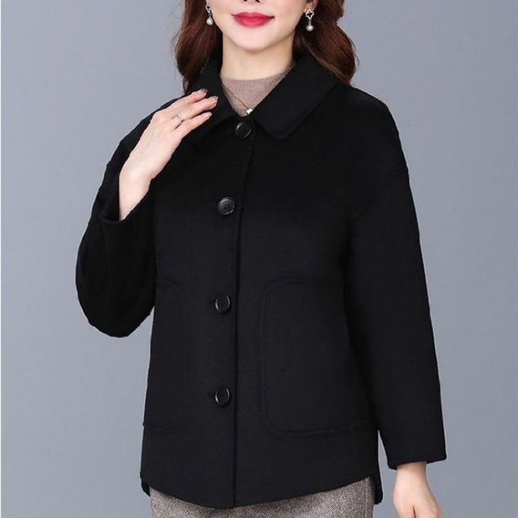 Korean Fashion Womens Pure Wool Coat Autumn Winter Hot Style Casual Loose Short Coat Temperament Mother Wear