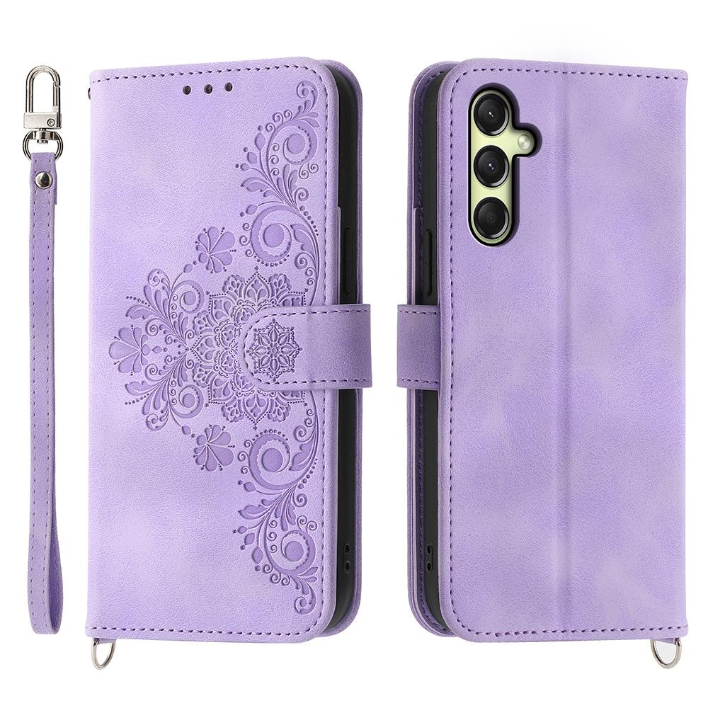 For Samsung Galaxy A36 5G Case Flower Pattern PU Leather Wallet Phone Cover with Strap