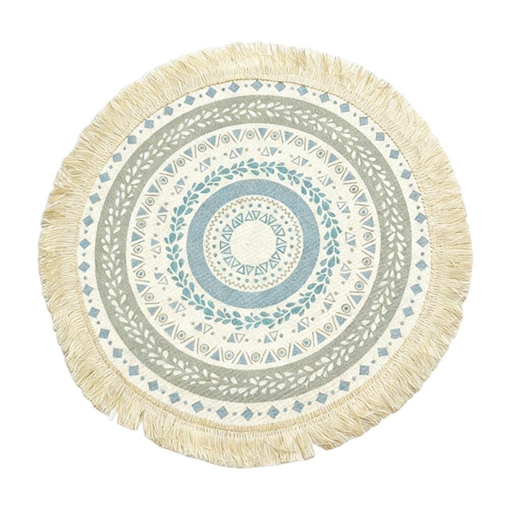 Natural Heat Resistant Bohemian Placemat Non-Slip Weave Braided Table Mat Jute Tassel Woven Mat Kitchen Table
