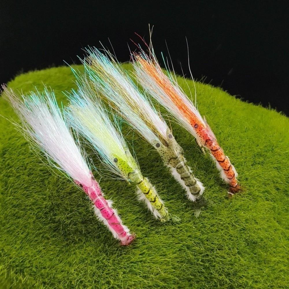 4pcs Dubbing Material Scuds Fly 8# Hook Bait Lures Ice Dubbing Wing Shrimp Fly  Redfish