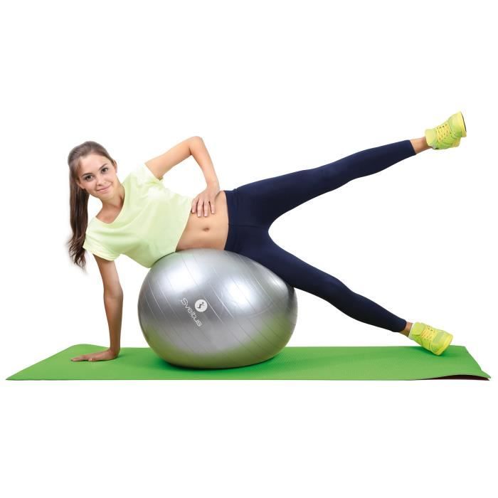 Gymball SVELTUS gris Ø65 cm anti-explosion pour Pilates et renforcement musculaire