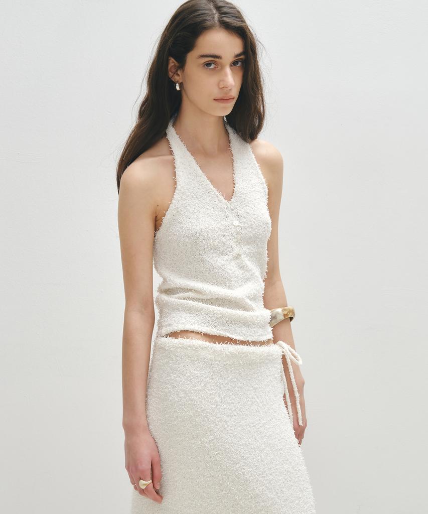 NOIRER FOR WOMAN Feathery Halterneck Knit (Cream)