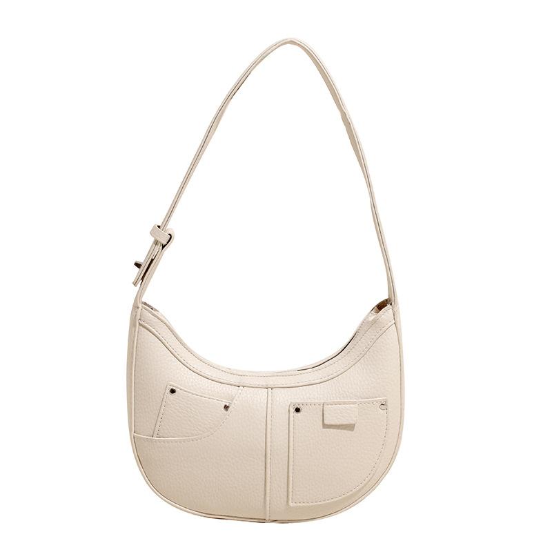 French Retro Niche Design Crescent Bag Underarm Bag Versatile Simple Casual Commuting Shoulder Crescent Bag Small Satchel