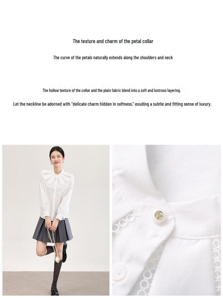 Nanyou Elegant French Petal Collar Women's Spring Shirt