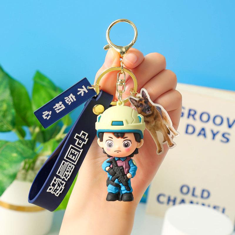 Firefighter Keychain: Cute 3D Traffic Police Pendant, Fashionable Event Gift