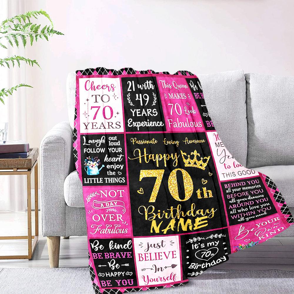 70Th Birthday Celebration Embrace Your Journey And Celebrate With Joy Multipurpose Blanket Customize Your Name Ultrasoft Throw For Sofa Couch Office