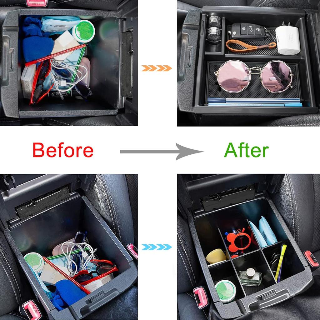 JDMCAR 2PCS Center Console Ert Set Compatible With Toyota Tacoma  -2016, Console Armrest Box Ert Tray And Center Console Organizer Divider For Tacoma