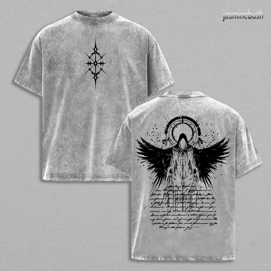Gothic Y2k Fashion T-shirt Harajuku Y2k Washed Oversized T Shirt Men's Clothing Summer Short Sleeve O-Neck Polyester Tees Tops