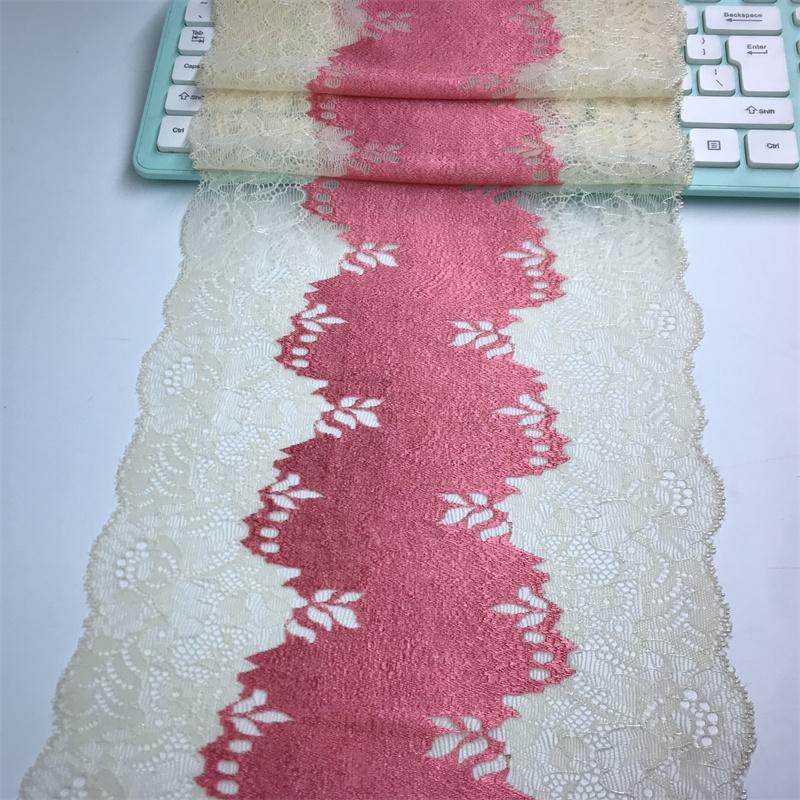 (2 Colors) 22cm wide Spandex Lace, Two Tone Stretch lace fabric for Sewing, Lingerie, Bra, Underwear, Garment, Crafting