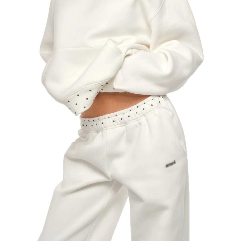 2026 Womens Oversized Hooded Sweatshirt Wide-Leg Jogger Set With Letter Embroidery Polka - Patchwork