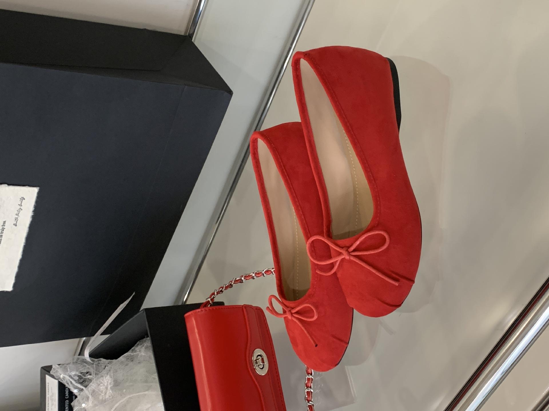 Women s Shoes Inner Vintage Red PumpsZi Spring French Style PinkBallet SoftShoes 35