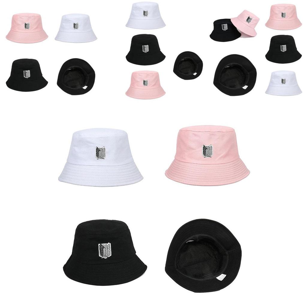 Stylish Attack On Titan Flat Top Basin Hat For Beach And Outdoor Activities, Sun-proof Wide Brim Bucket Hat