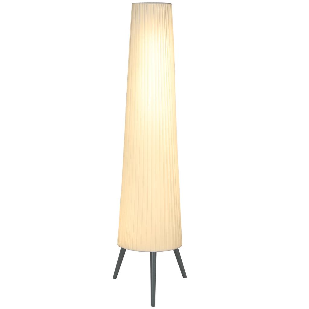 Dimmable Tripod Floor Lamp with Foot Switch, Nordic Standing Lamp with Fabric Shade, 153cm, White and Grey