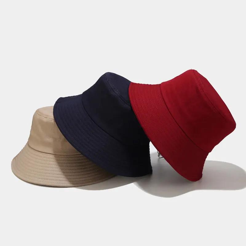 LDSLYJR Four Seasons Cotton Solid Bucket Hat Fisherman Hat Outdoor Travel Hat Sun Cap Hats for Men and Women 26