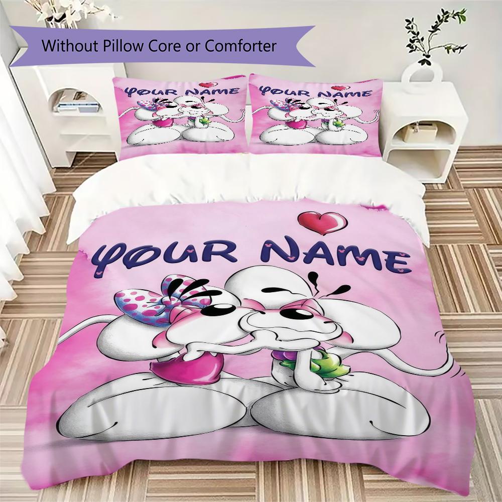 Custom Name Diddl Bedding,Quilt Set Quilt Cover Pillowcase Home Birthday Gift(1 * Duvet Cover + 2 * Pillowcase, Without Core)_xia