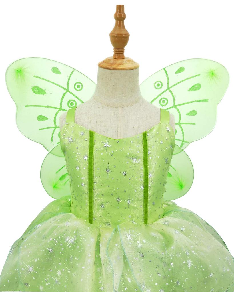 Axaxa Princess Dress for Kids (Butterfly Fairy Costume + Butterfly Wings) 2-Piece Set, Fairy Girl Dress, Cosplay, Flower Fairy, Spirit Costume, Girls,