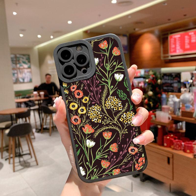 Fashion Luxury Flower Floral Funda Case for Iphone 14 Pro Max Plus 13 12 11 Pro Max XR X XS 8 7 Plus SE 2020 Soft Silicone Shell