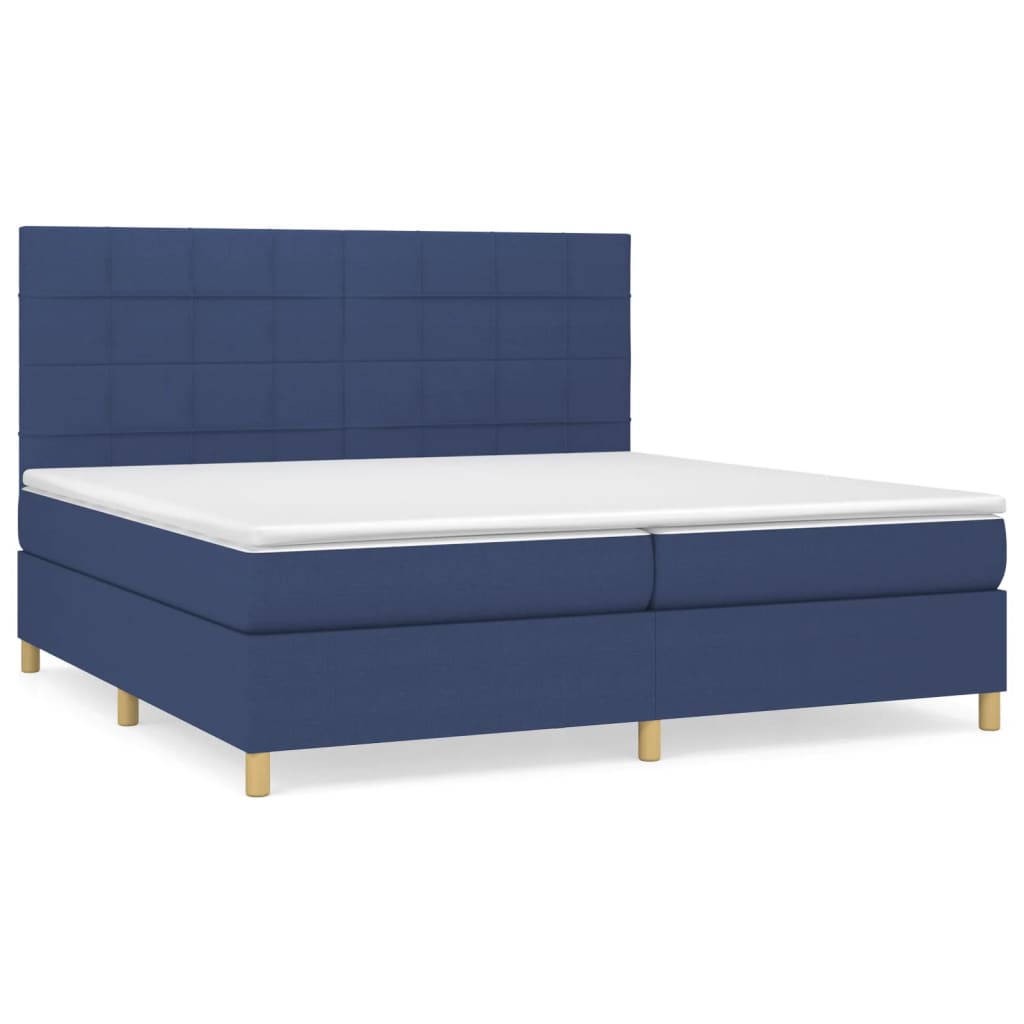 Box Spring Bed with Mattress Blue 200x200 cm Fabric