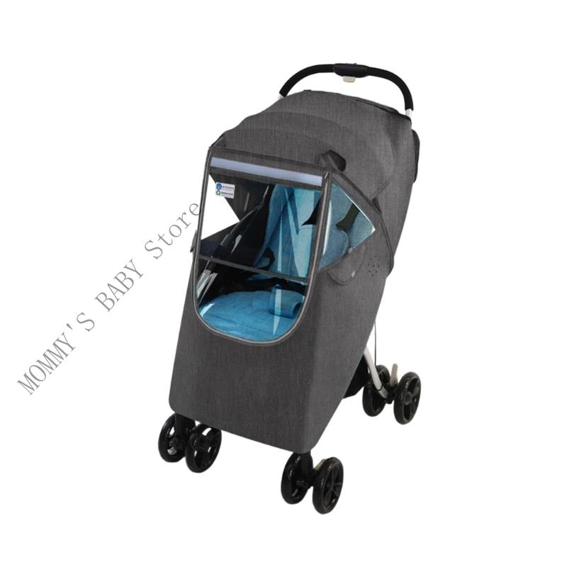 

Universal Baby Stroller Rain Cover Transparent Window Thermal Insulation Waterproof Design Breathable Mesh for All Seasons чорний